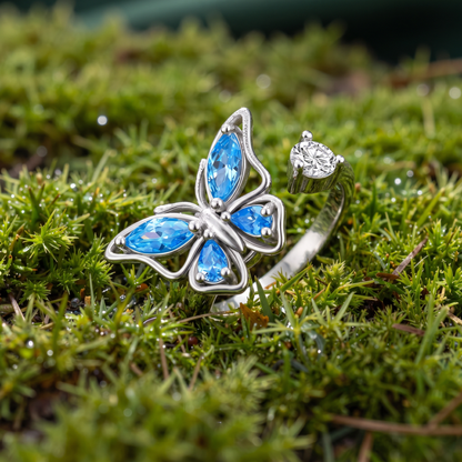 Flutter Calming Ring - silver butter fly