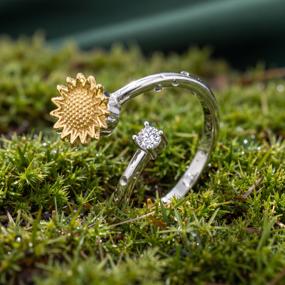 Bloom Calming Ring - silver flower