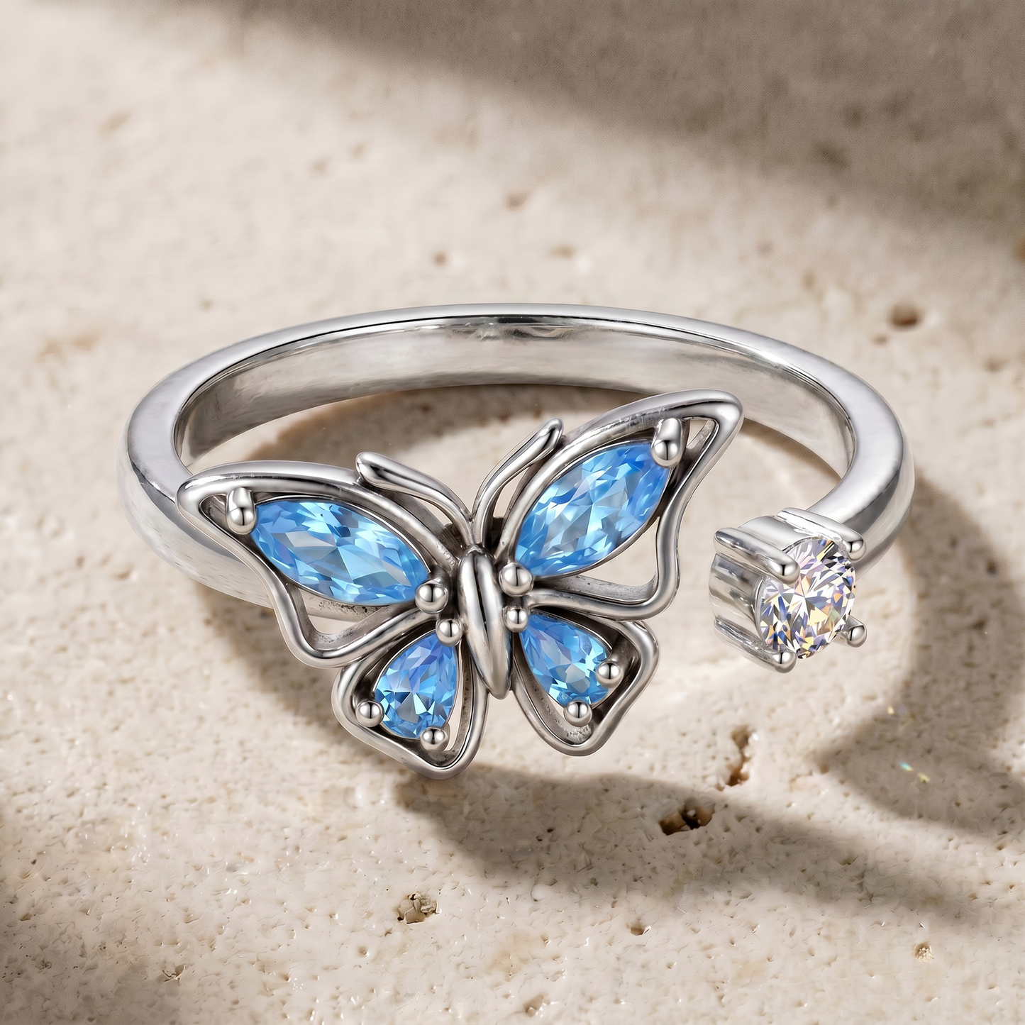 Flutter Calming Ring - silver butter fly